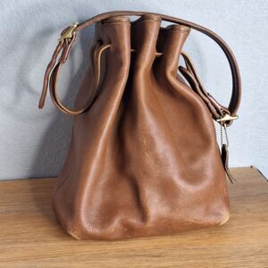 Coach Vintage 9165 Legacy Brown Leather Drawstring Bucket Bag Buckle Purse